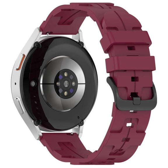 22mm Kalebol Solid Color Black Buckle Round Tail Silicone Watch Band(Wine Red)