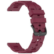 22mm Kalebol Solid Color Black Buckle Round Tail Silicone Watch Band(Wine Red)