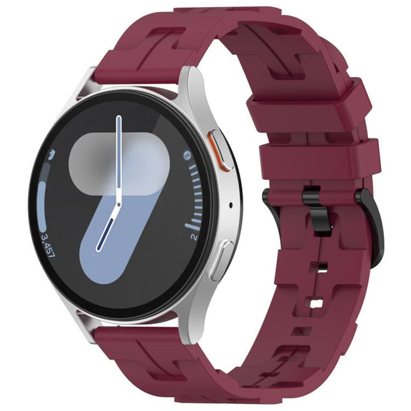 22mm Kalebol Solid Color Black Buckle Round Tail Silicone Watch Band(Wine Red)