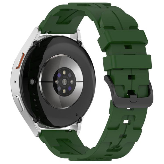 22mm Kalebol Solid Color Black Buckle Round Tail Silicone Watch Band(Army Green)
