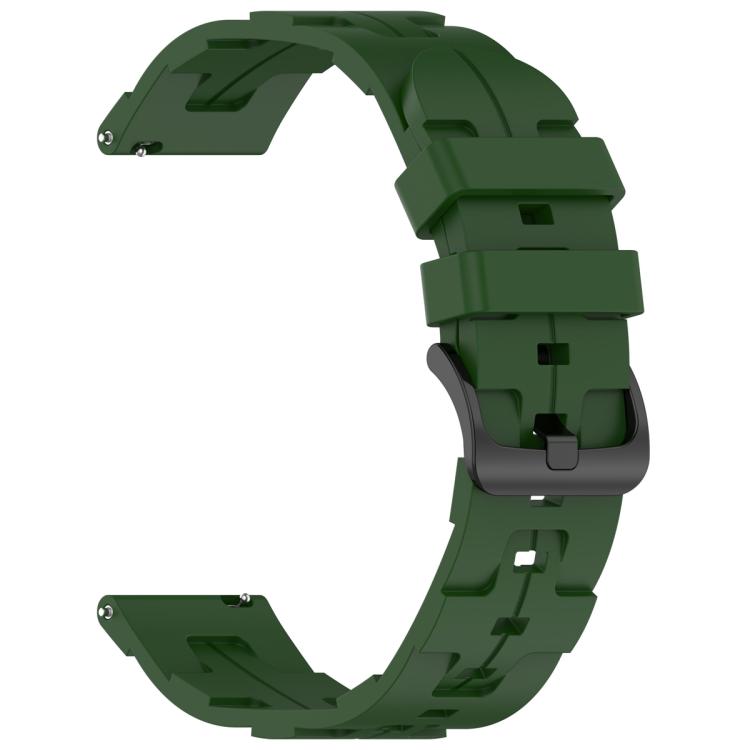 22mm Kalebol Solid Color Black Buckle Round Tail Silicone Watch Band(Army Green)