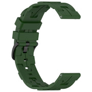 22mm Kalebol Solid Color Black Buckle Round Tail Silicone Watch Band(Army Green)