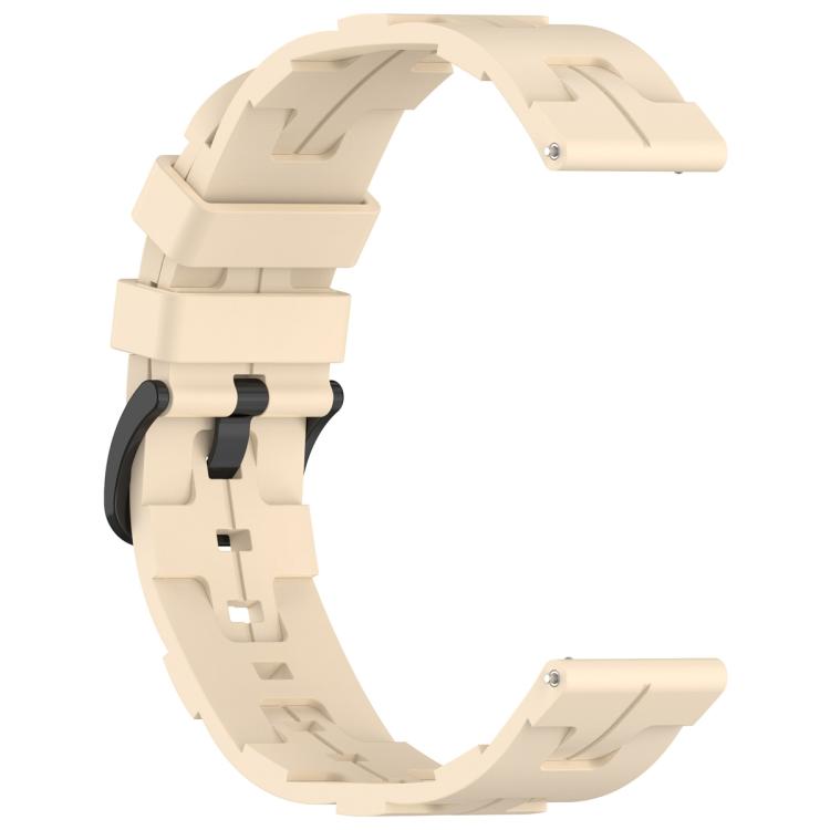 22mm Kalebol Solid Color Black Buckle Round Tail Silicone Watch Band(Cream Color)