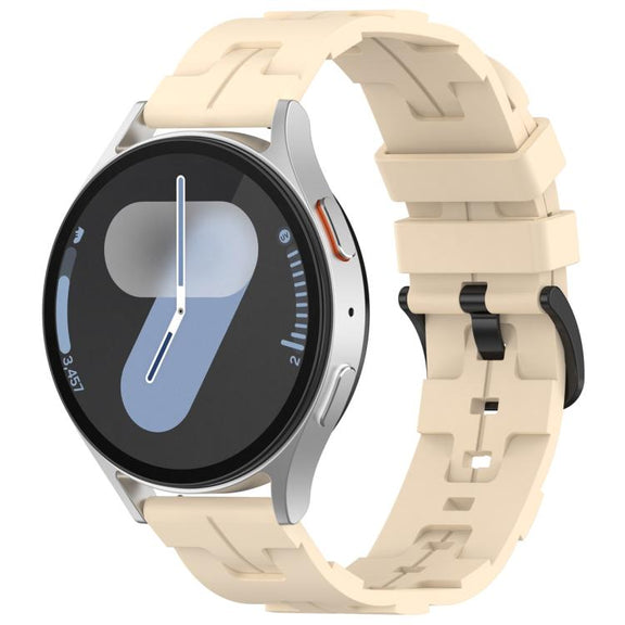 22mm Kalebol Solid Color Black Buckle Round Tail Silicone Watch Band(Cream Color)