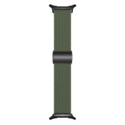 For Samsung Galaxy Watch Ultra 47mm Kalebol Braided Loop Magnetic Black Buckle Watch Band(Dark Olive Green)
