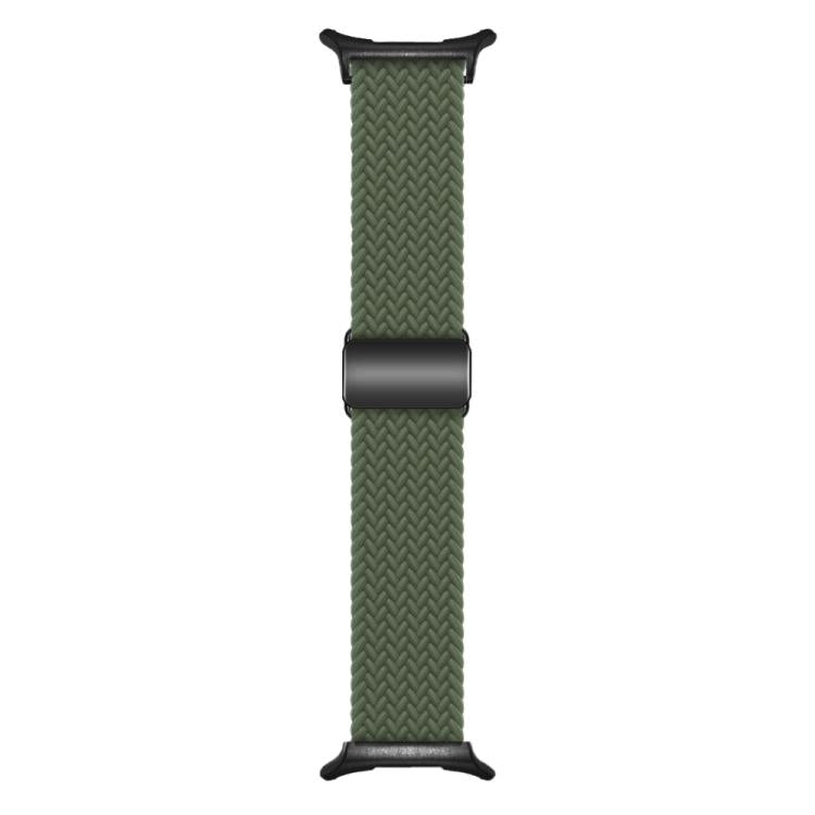 For Samsung Galaxy Watch Ultra 47mm Kalebol Braided Loop Magnetic Black Buckle Watch Band(Dark Olive Green)