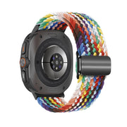 For Samsung Galaxy Watch Ultra 47mm Kalebol Braided Loop Magnetic Black Buckle Watch Band(Official Rainbow)