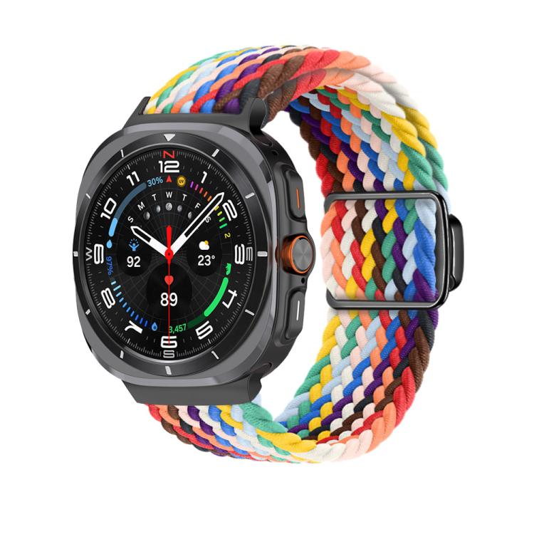 For Samsung Galaxy Watch Ultra 47mm Kalebol Braided Loop Magnetic Black Buckle Watch Band(Official Rainbow) - free shipping - PMc TechLife - Order now!