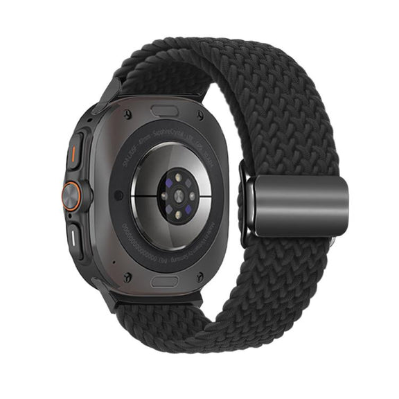 For Samsung Galaxy Watch Ultra 47mm Kalebol Braided Loop Magnetic Black Buckle Watch Band(Black)