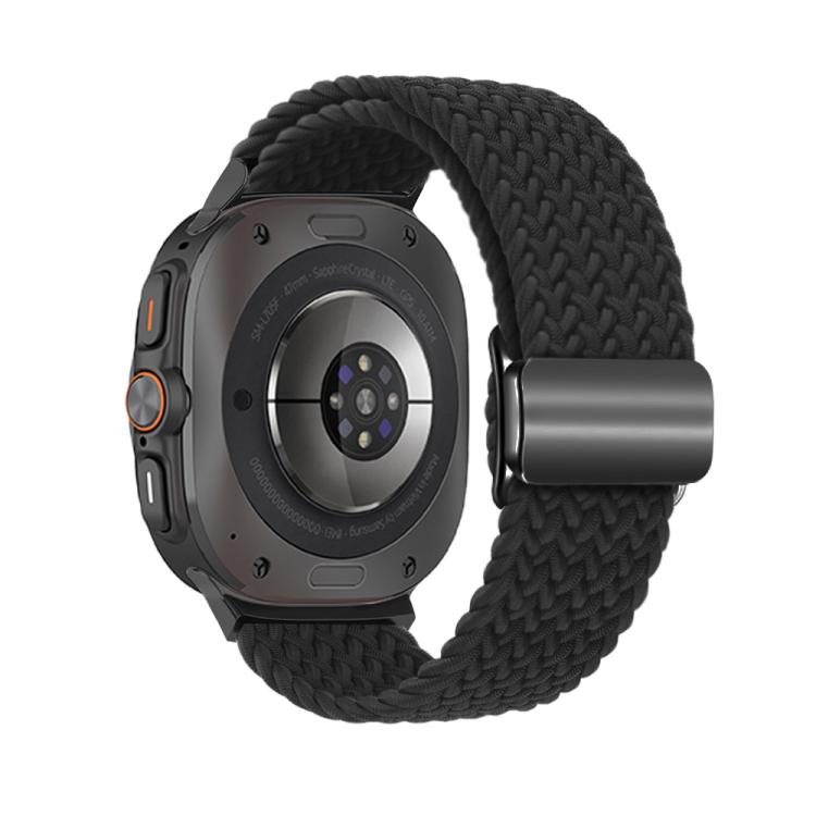 For Samsung Galaxy Watch Ultra 47mm Kalebol Braided Loop Magnetic Black Buckle Watch Band(Black)