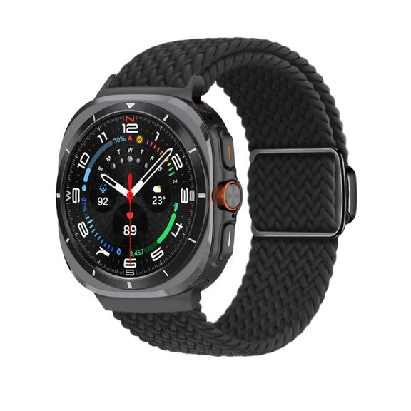 For Samsung Galaxy Watch Ultra 47mm Kalebol Braided Loop Magnetic Black Buckle Watch Band(Black)