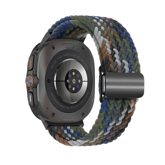 For Samsung Galaxy Watch Ultra 47mm Kalebol Braided Loop Magnetic Black Buckle Watch Band(Denim)