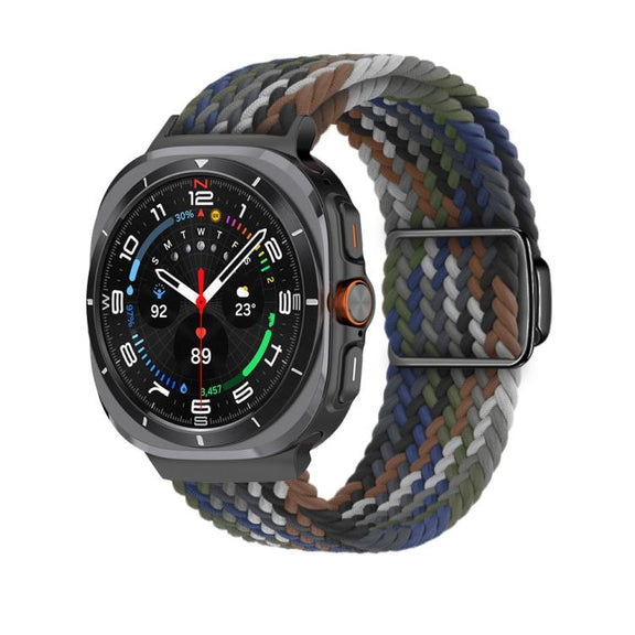 For Samsung Galaxy Watch Ultra 47mm Kalebol Braided Loop Magnetic Black Buckle Watch Band(Denim)
