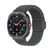 For Samsung Galaxy Watch Ultra 47mm Kalebol Braided Loop Magnetic Black Buckle Watch Band(Space Grey)