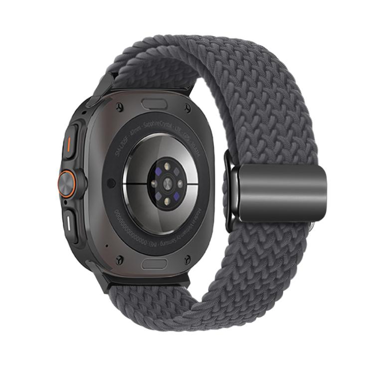 For Samsung Galaxy Watch Ultra 47mm Kalebol Braided Loop Magnetic Black Buckle Watch Band(Space Grey)