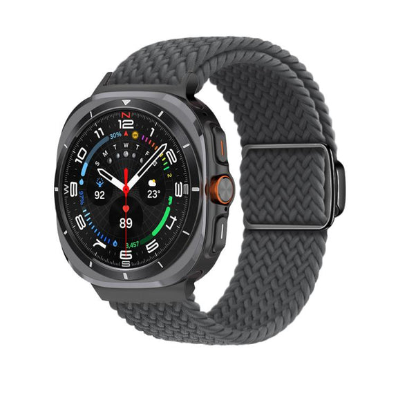 For Samsung Galaxy Watch Ultra 47mm Kalebol Braided Loop Magnetic Black Buckle Watch Band(Space Grey)