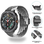 For Samsung Galaxy Watch Ultra 47mm Kalebol Braided Loop Magnetic Black Buckle Watch Band(Dark Olive Green)