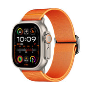 For Apple Watch 46mm / 49mm / 45mm / 44mm Kalebol Bull Bead Buckle Elastic Nylon Watch Band(Orange)