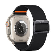 For Apple Watch 46mm / 49mm / 45mm / 44mm Kalebol Bull Bead Buckle Elastic Nylon Watch Band(Black)