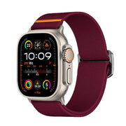For Apple Watch 46mm / 49mm / 45mm / 44mm Kalebol Bull Bead Buckle Elastic Nylon Watch Band(Wine Red)