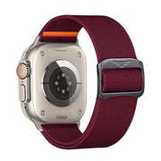 For Apple Watch 46mm / 49mm / 45mm / 44mm Kalebol Bull Bead Buckle Elastic Nylon Watch Band(Wine Red)