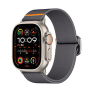 For Apple Watch 46mm / 49mm / 45mm / 44mm Kalebol Bull Bead Buckle Elastic Nylon Watch Band(Dark Grey)