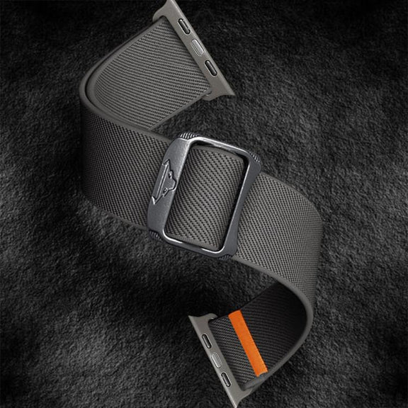 For Apple Watch 46mm / 49mm / 45mm / 44mm Kalebol Bull Bead Buckle Elastic Nylon Watch Band(Dark Grey)