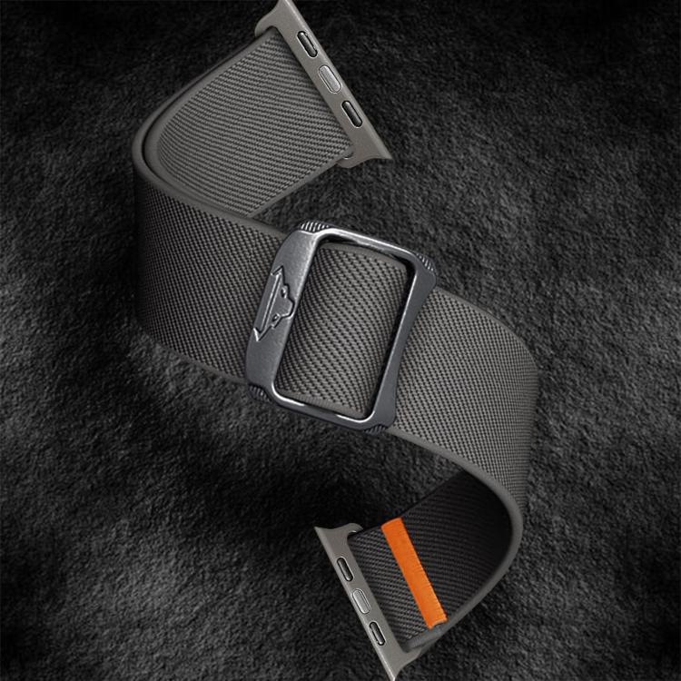 For Apple Watch 46mm / 49mm / 45mm / 44mm Kalebol Bull Bead Buckle Elastic Nylon Watch Band(Dark Grey)