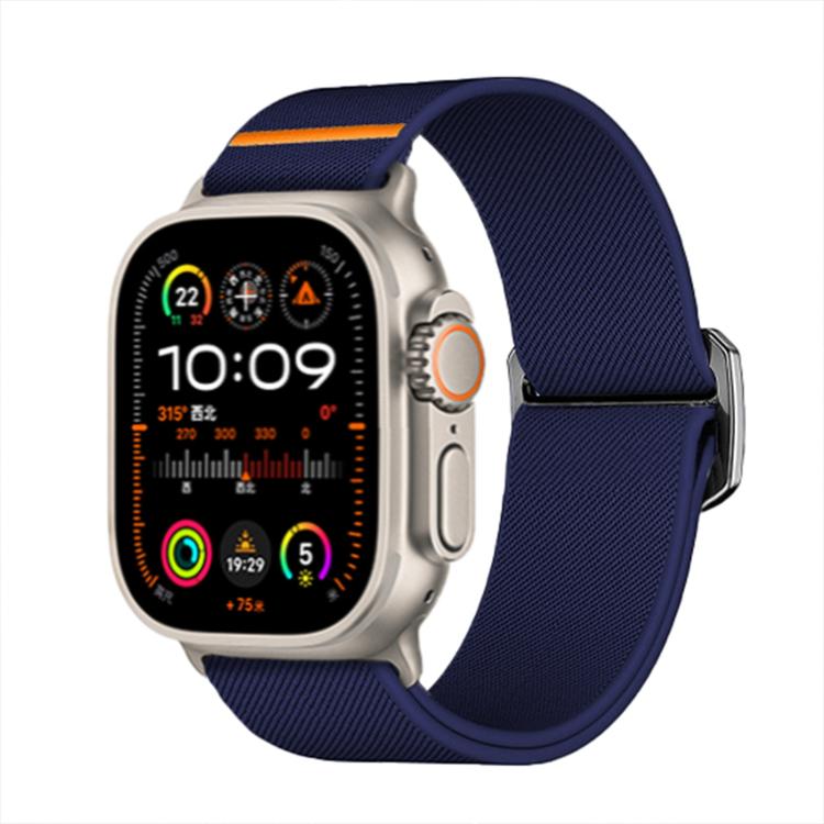 For Apple Watch 46mm / 49mm / 45mm / 44mm Kalebol Bull Bead Buckle Elastic Nylon Watch Band(Midnight Blue) - free shipping - PMc TechLife - Order now!
