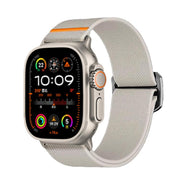 For Apple Watch 46mm / 49mm / 45mm / 44mm Kalebol Bull Bead Buckle Elastic Nylon Watch Band(Starlight)