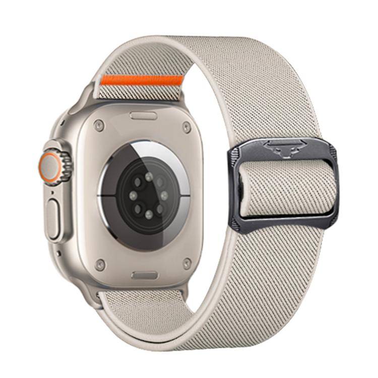 For Apple Watch 46mm / 49mm / 45mm / 44mm Kalebol Bull Bead Buckle Elastic Nylon Watch Band(Starlight)