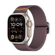 For Apple Watch 46mm / 49mm / 45mm / 44mm Kalebol Bull Bead Buckle Elastic Nylon Watch Band(Smoky Purple)