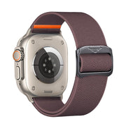 For Apple Watch 46mm / 49mm / 45mm / 44mm Kalebol Bull Bead Buckle Elastic Nylon Watch Band(Smoky Purple)
