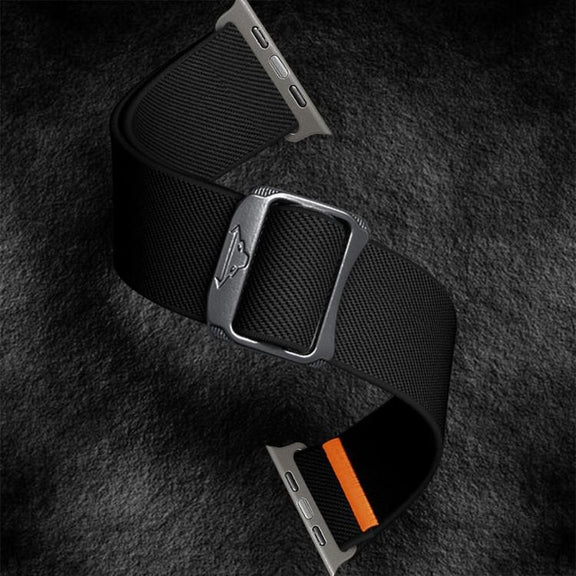 For Apple Watch 42mm / 41mm / 40mm / 38mm Kalebol Bull Bead Buckle Elastic Nylon Watch Band(Black)