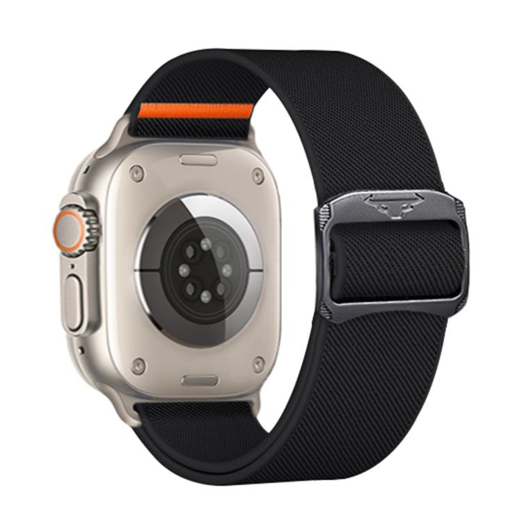 For Apple Watch 42mm / 41mm / 40mm / 38mm Kalebol Bull Bead Buckle Elastic Nylon Watch Band(Black)