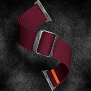 For Apple Watch 42mm / 41mm / 40mm / 38mm Kalebol Bull Bead Buckle Elastic Nylon Watch Band(Wine Red)