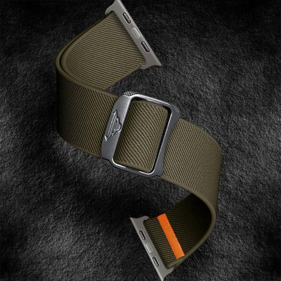 For Apple Watch 42mm / 41mm / 40mm / 38mm Kalebol Bull Bead Buckle Elastic Nylon Watch Band(Army Green)