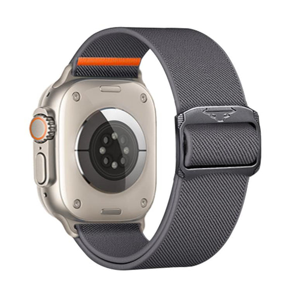 For Apple Watch 42mm / 41mm / 40mm / 38mm Kalebol Bull Bead Buckle Elastic Nylon Watch Band(Dark Grey)