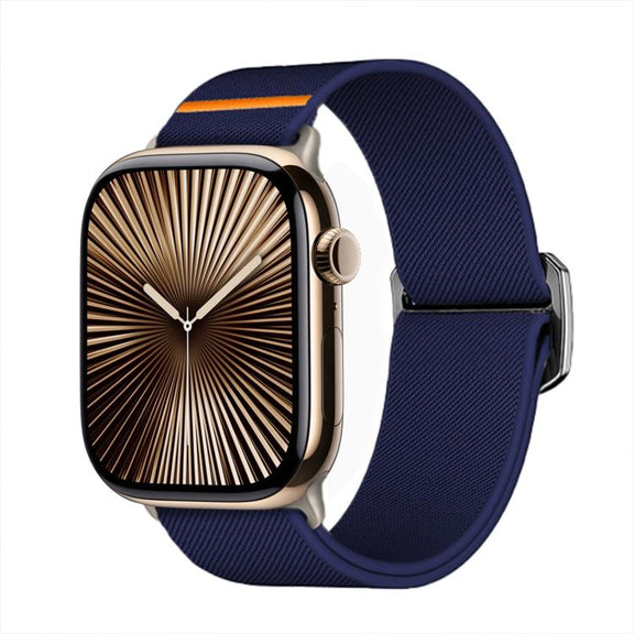 For Apple Watch 42mm / 41mm / 40mm / 38mm Kalebol Bull Bead Buckle Elastic Nylon Watch Band(Midnight Blue)