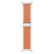 For Samsung Galaxy Watch Ultra 47mm Kalebol Braided Loop Magnetic Silver Buckle Watch Band(Orange)