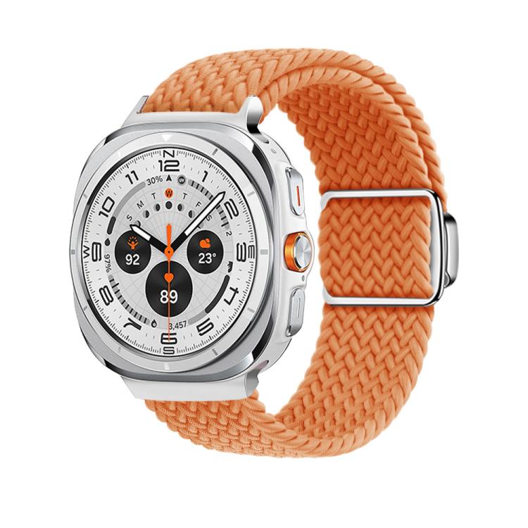 For Samsung Galaxy Watch Ultra 47mm Kalebol Braided Loop Magnetic Silver Buckle Watch Band(Orange) - Watch Bands by Kalebol | Online Shopping South Africa | PMc TechLife | Buy Now Pay Later Mobicred
