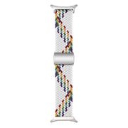 For Samsung Galaxy Watch Ultra 47mm Kalebol Braided Loop Magnetic Silver Buckle Watch Band(White Rainbow)