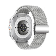 For Samsung Galaxy Watch Ultra 47mm Kalebol Braided Loop Magnetic Silver Buckle Watch Band(Light Grey)