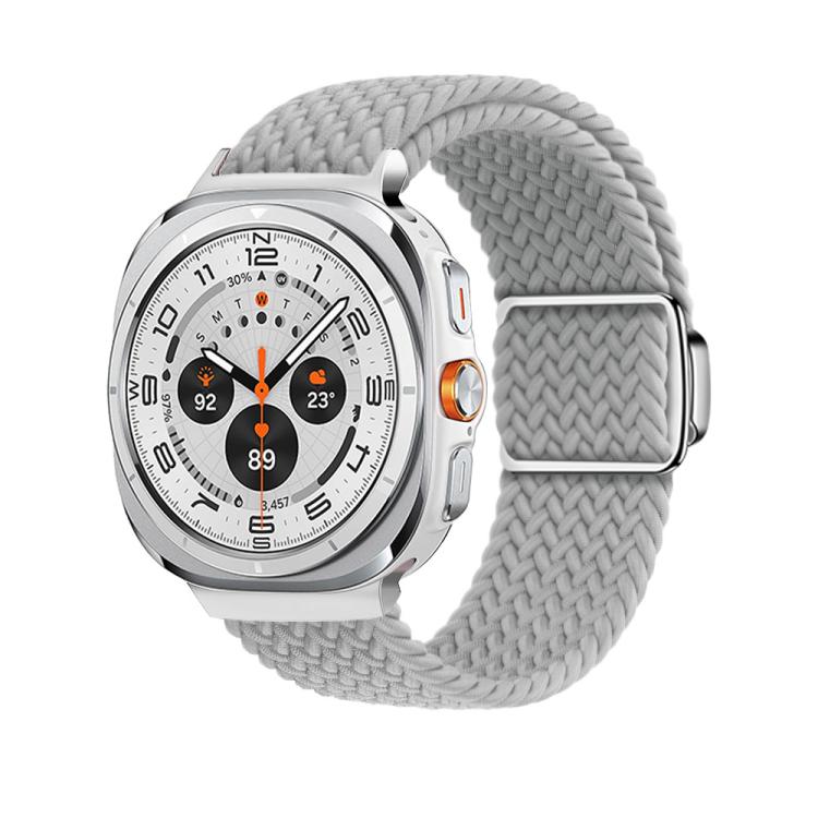 For Samsung Galaxy Watch Ultra 47mm Kalebol Braided Loop Magnetic Silver Buckle Watch Band(Light Grey) - free shipping - PMc TechLife - Order now!