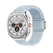 For Samsung Galaxy Watch Ultra 47mm Kalebol Braided Loop Magnetic Silver Buckle Watch Band(Fog Blue)