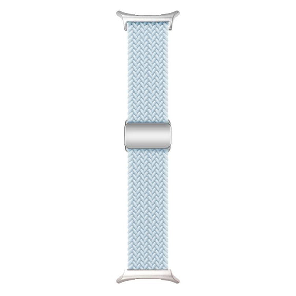 For Samsung Galaxy Watch Ultra 47mm Kalebol Braided Loop Magnetic Silver Buckle Watch Band(Fog Blue)