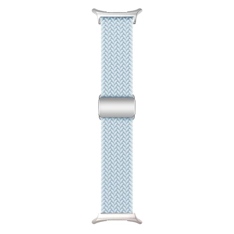 For Samsung Galaxy Watch Ultra 47mm Kalebol Braided Loop Magnetic Silver Buckle Watch Band(Fog Blue)