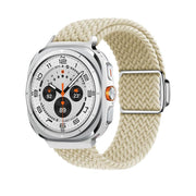 For Samsung Galaxy Watch Ultra 47mm Kalebol Braided Loop Magnetic Silver Buckle Watch Band(Starlight)