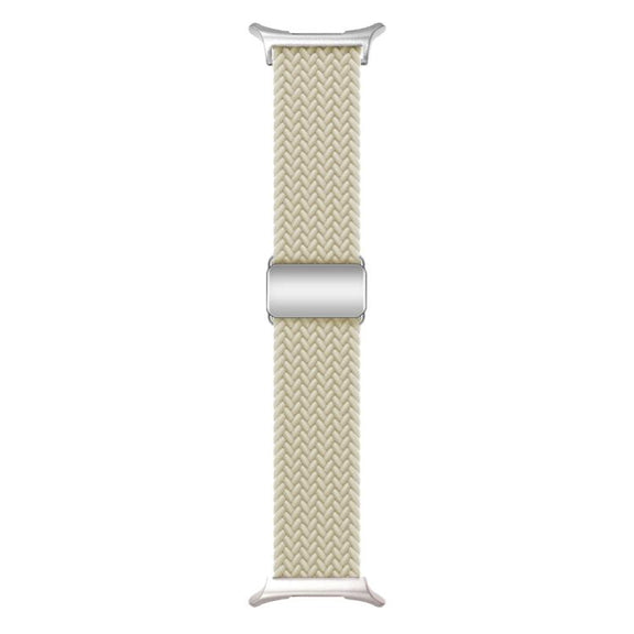 For Samsung Galaxy Watch Ultra 47mm Kalebol Braided Loop Magnetic Silver Buckle Watch Band(Starlight)