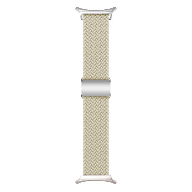 For Samsung Galaxy Watch Ultra 47mm Kalebol Braided Loop Magnetic Silver Buckle Watch Band(Starlight)